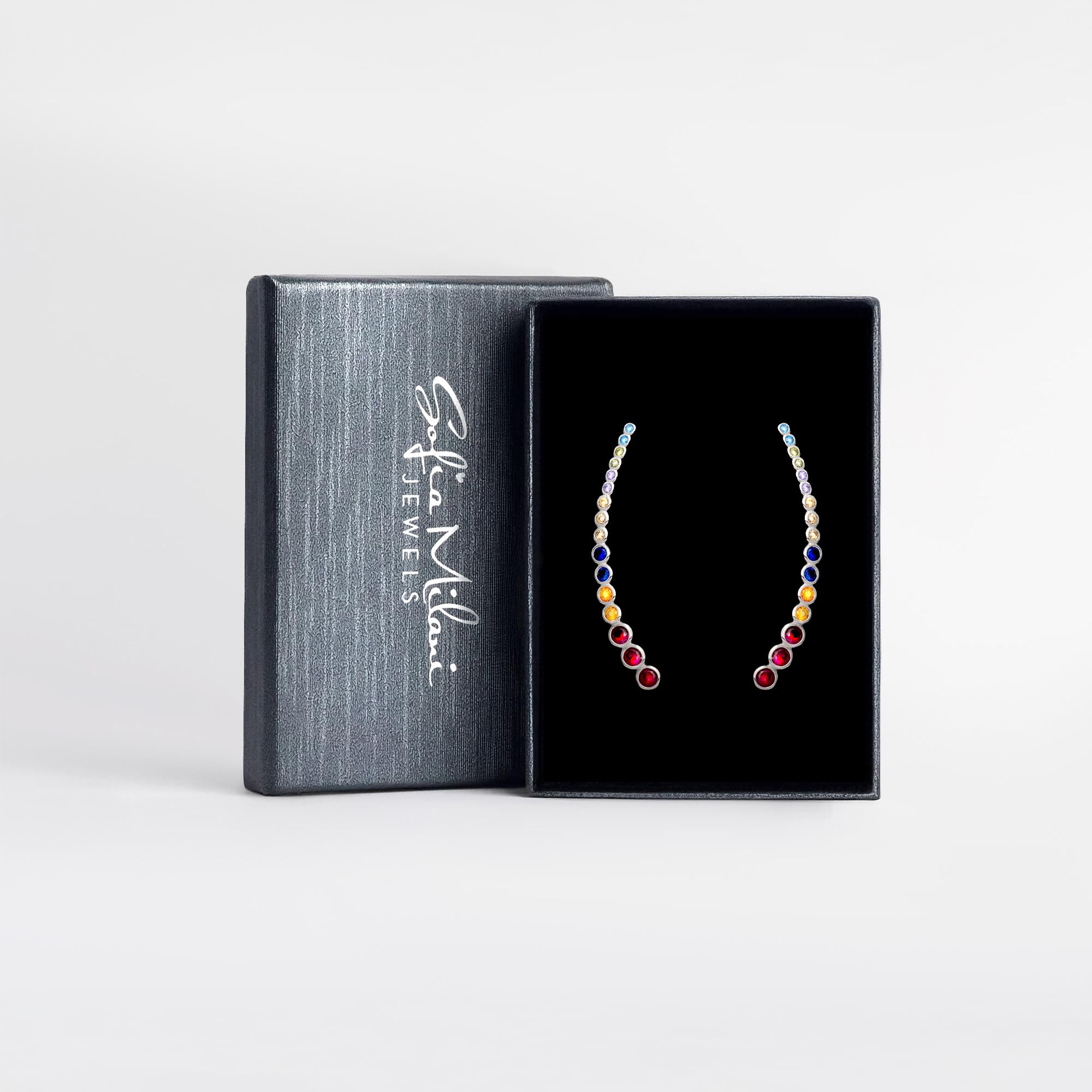 SOFIA MILANI - Damen Ohrringe 925 Silber - mit Zirkonia Steinen - Kreise Ohrkletterer - 20810