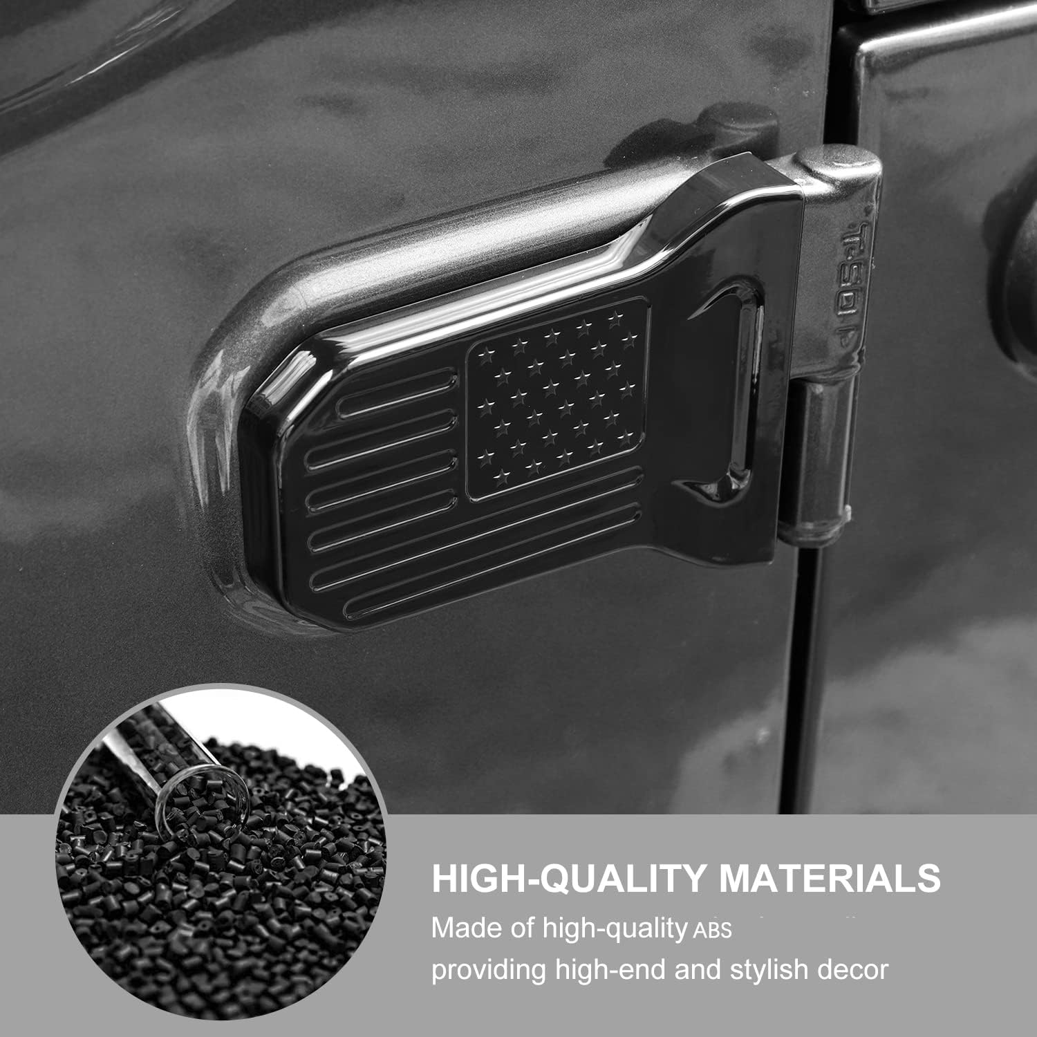 Jimen 8PCS American Flag Door Hinge Cover Trim - Exterior Accessories for 2018-2023 Jeep Wrangler JL Gladiator JT (Black)