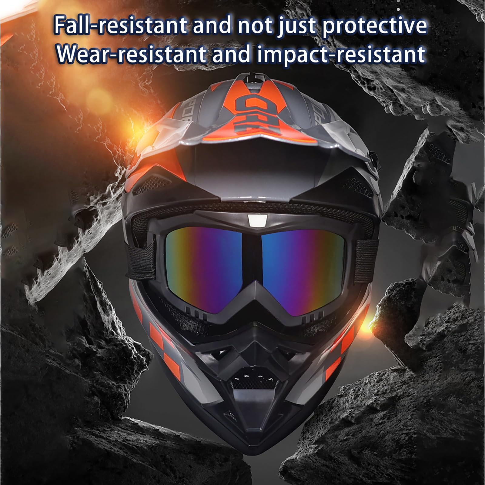 Casco Motocross Hombre Mujer – Casco Off-Road ATV con Gafas, Cascos Moto Integral Dot, con Forro Removible y Lavable, para Carreras MX, Motonieve y Dirt Bike