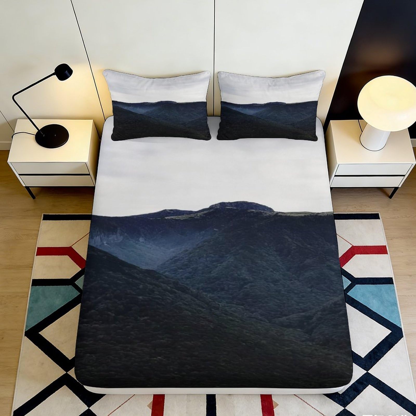3D Printed Mountain Landscape Fitted Sheet Microfiber Soft Breathable Forest View Mattress Cover Bedroom Dorm Decor 90x200x25cm