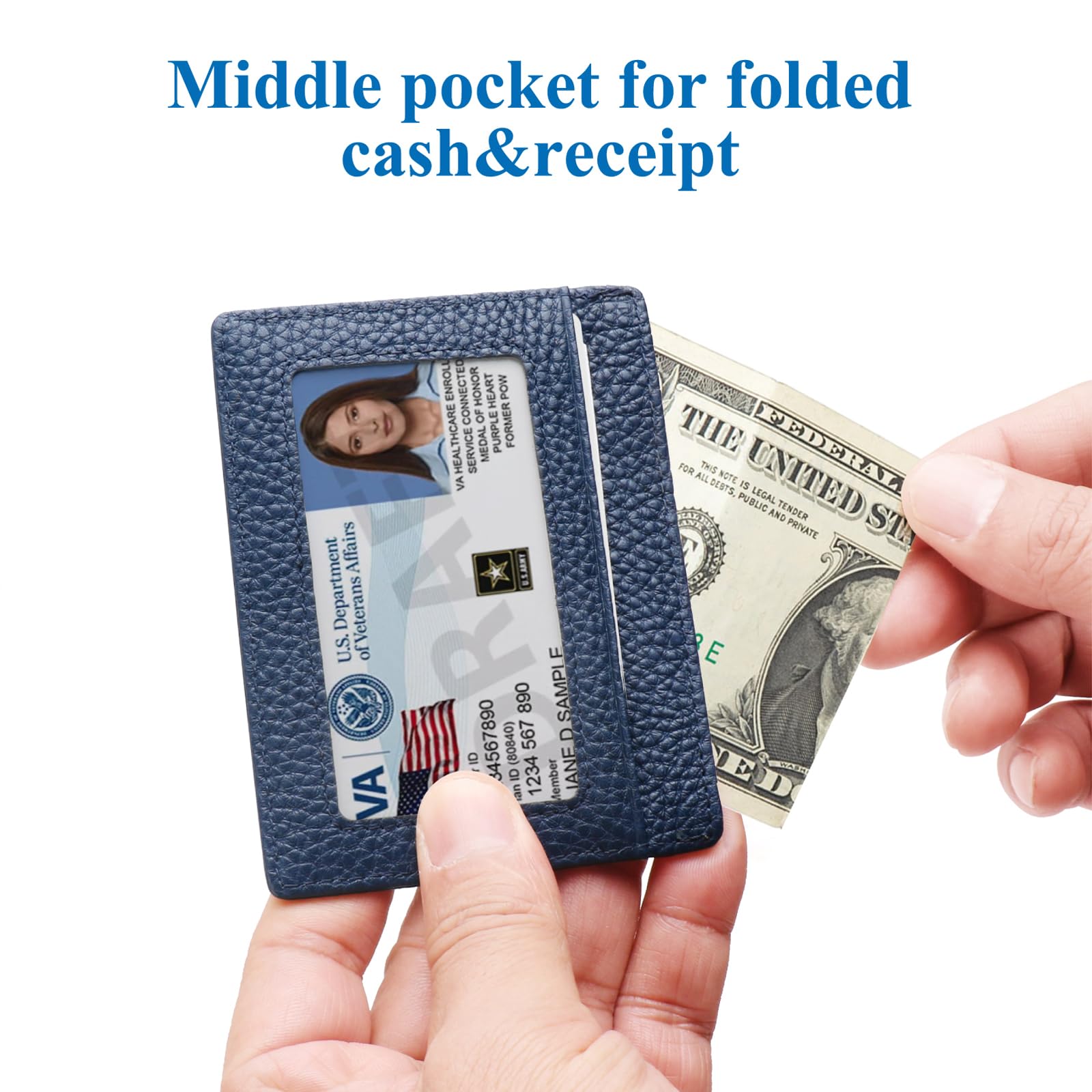 Slim MINI Credit Card Holder Card Cases RFID Blocking Minimalist Mini Wallet with ID Window for Men Women Dark blue