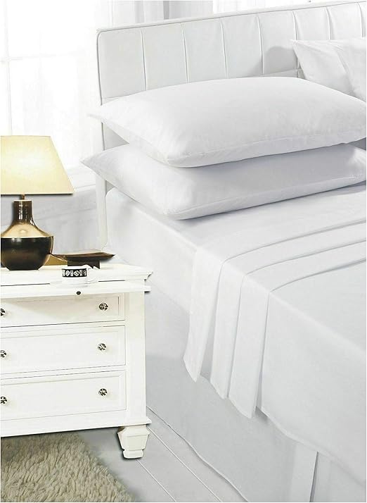 KOHSAR® White 4FT Small Double Bed Fitted Sheet Poly Cotton, Easy Care