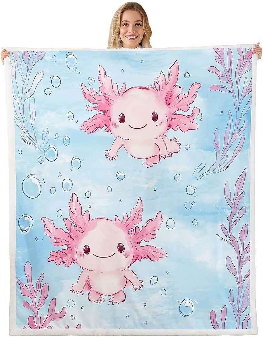 Erosebridal Cartoon Seagull Queen 90"X90" Throw Blanket Cute Seagull Fleece Blanket for Boys Girls Bed Couch Blue Ocean Animal Kids Sherpa Blanket Water Plants Stars Plush Bed Blanket
