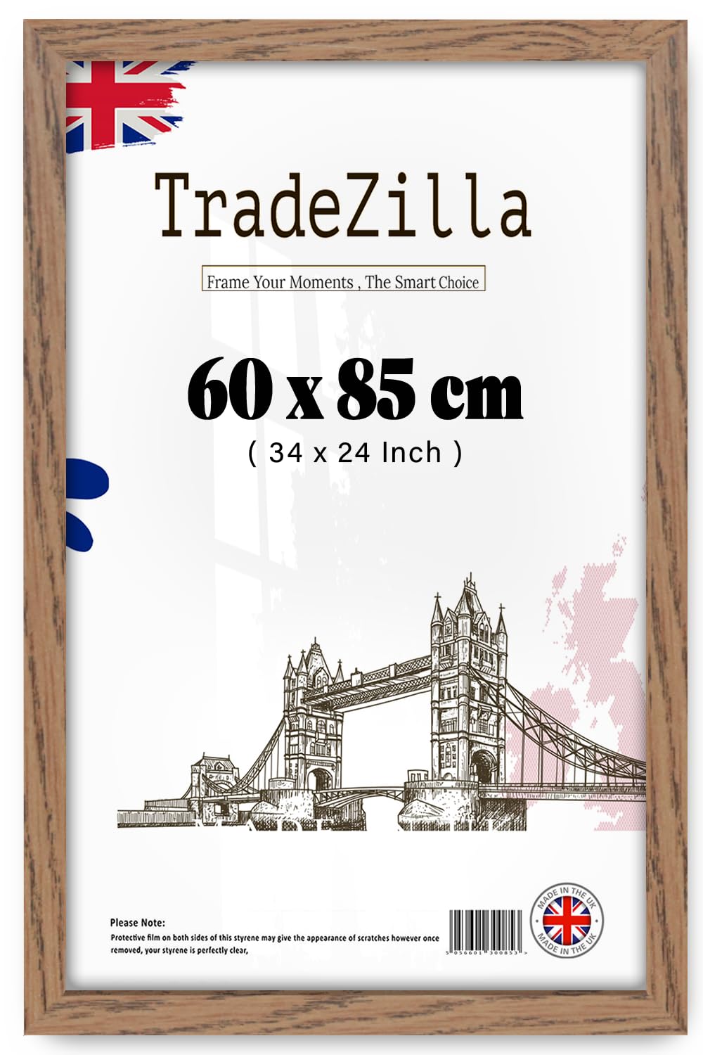 TradeZilla | Eton Wood Art Frame (60 x 85 CM) MDF Poster Frame for Home, Office, Gallery & Studio, Large Stylish Engineered Wood Finish, Sleek Design [ Dark Oak ]
