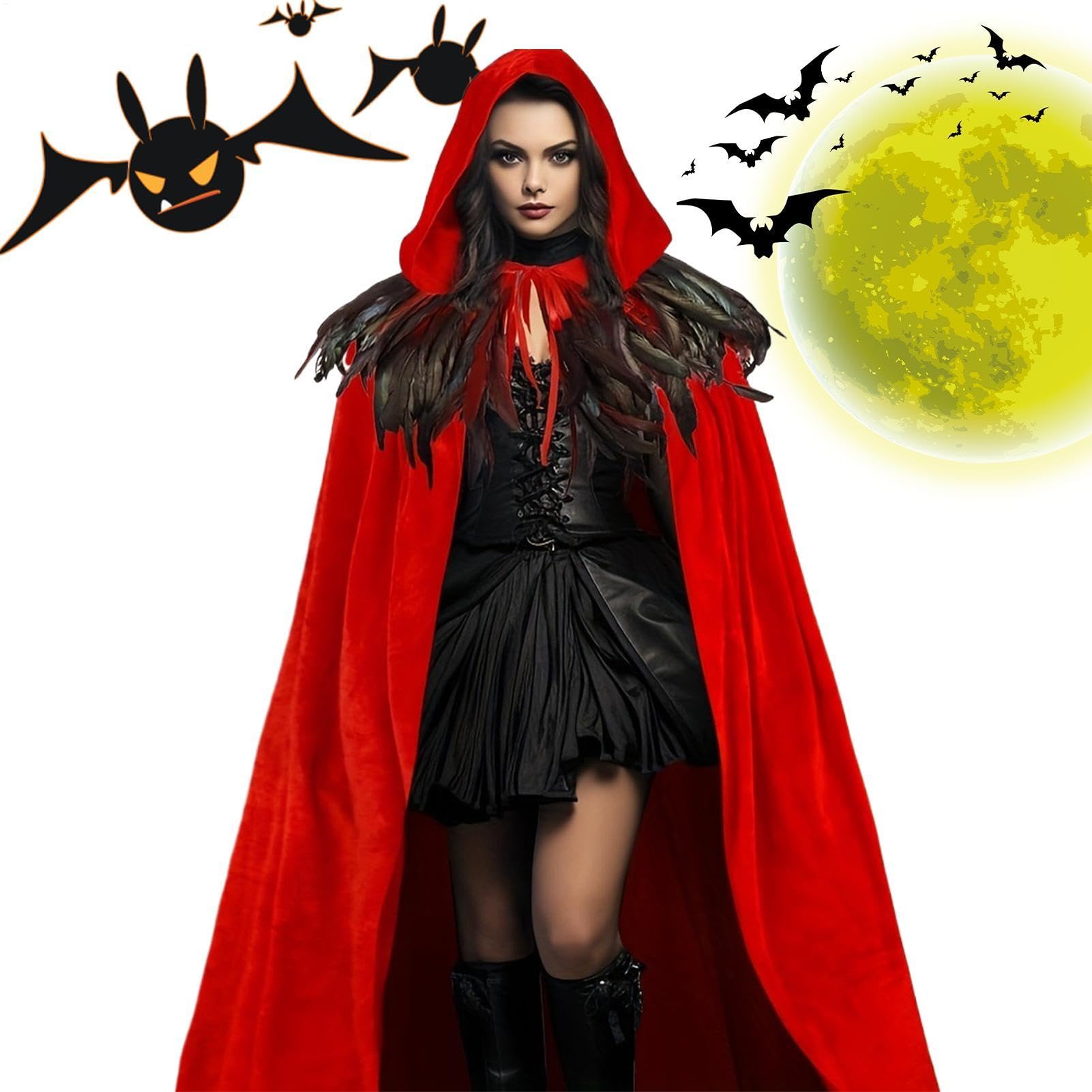 Generisch Herren Kapuzenumhang Lange Unisex Robe Halloween Verkleidung
