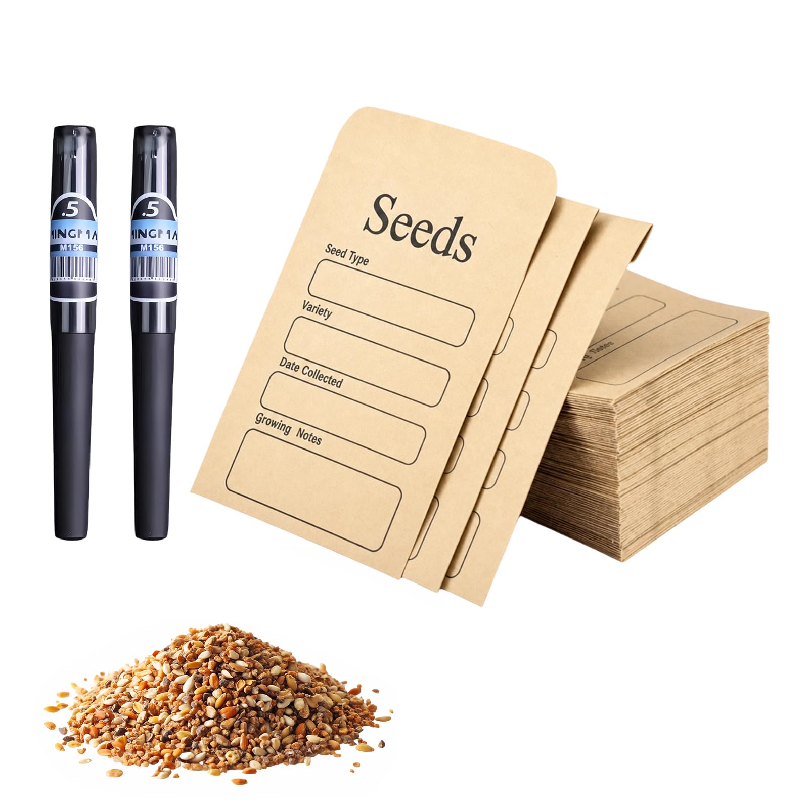 50 PCS Seed Envelopes with 2 PCS pens, Seed Packets Envelopes