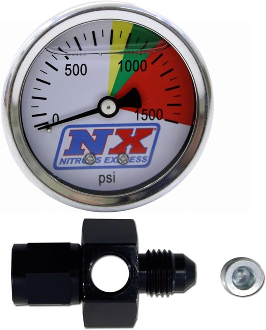 Nitrous Express 15509 D-4 0-1500 psi N2O Flo-Thru Pressure Gauge