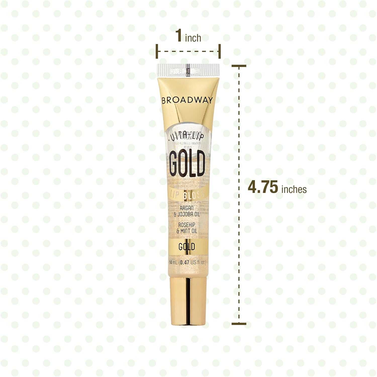 Ruby Kisses Broadway Vita-Lip Clear Lip Gloss (Gold 48 Pack), Ultra-Hydrating & Soothing Formula with Vitamin Oils, High-Shine Non-Sticky Finish, Glitter Lip Balm with Argan Jojoba Rosehip & Mint Oil