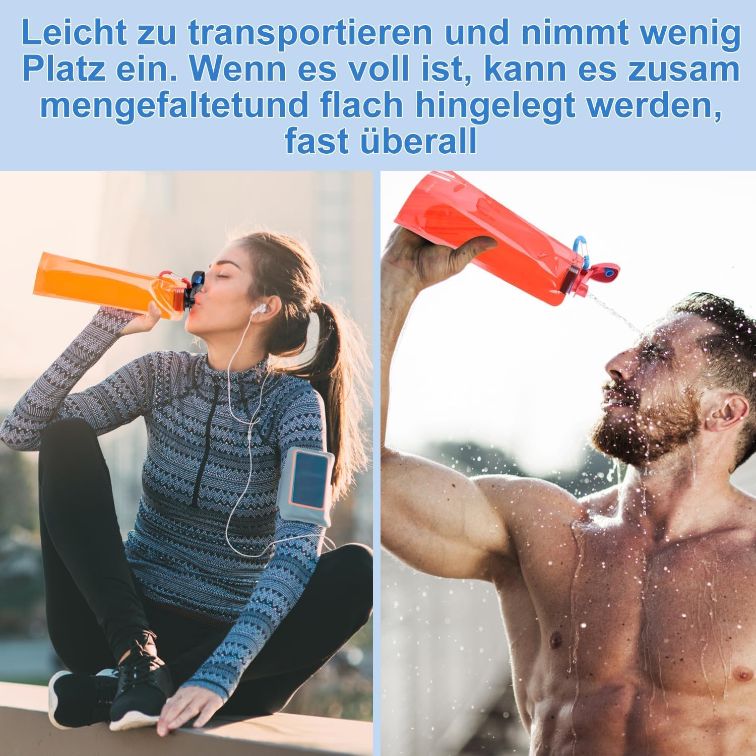 Leikurvo 3er Set Faltbare Trinkflaschen 700ml - Flexibel & Zusammenklappbar