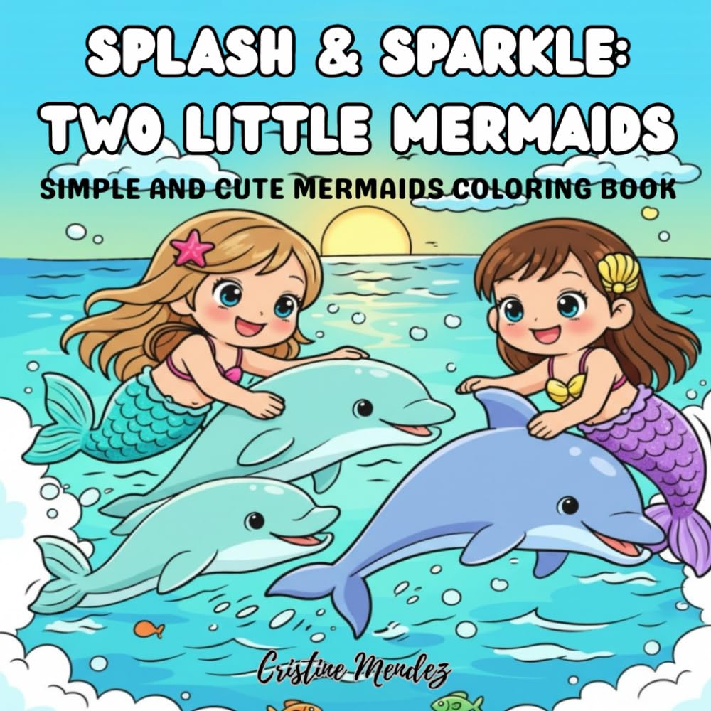 Splash & Sparkle: Two Little Mermaids: Simple and Cute Mermaids Coloring book