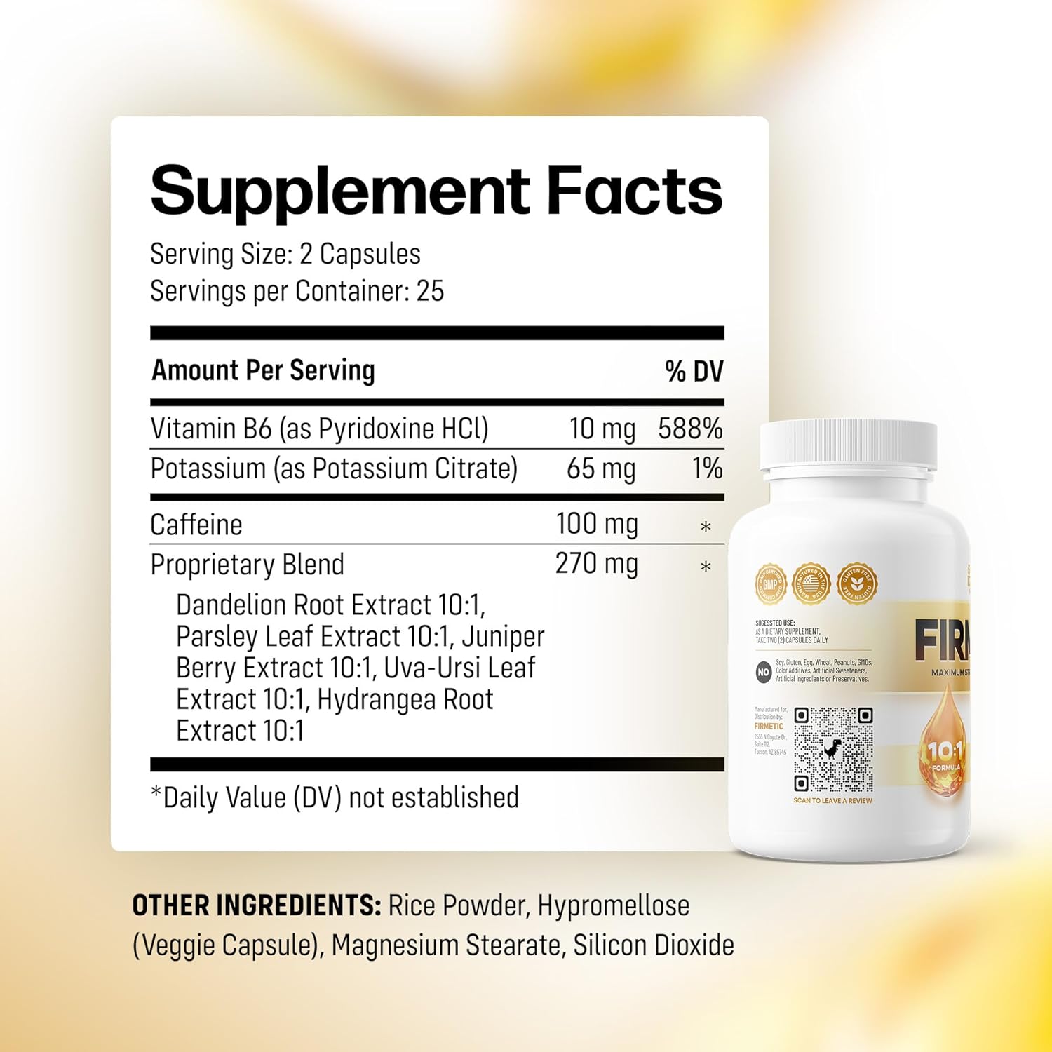 Firmetic: Water Pill For Your Swollen Foot, Leg, or Ankle - Reduce Water Retention & Swelling with Natural Water Pills - Firmetic Includes These Diuretic Supplements: B6, Caffeine, Dandelion & More.
