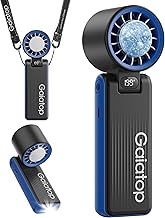 Gaiatop Portable Handheld Turbo Fan with Ice Cooler, 5Speed (1-199) Personal Fan, 32H Cooling, 6000mAh Rechargeable with LED Light