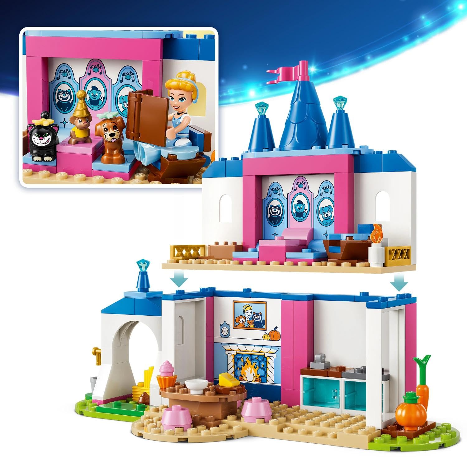 LEGO ǀ Disney Princess Château de Cendrillon et Ses Amis Animaux - Jouet de Construction - Jeu Éducatif avec Mini-Poupées & 4 Figurines Animaux - Cadeau d'anniversaire pour Fille 4 Ans ou Fan 43283