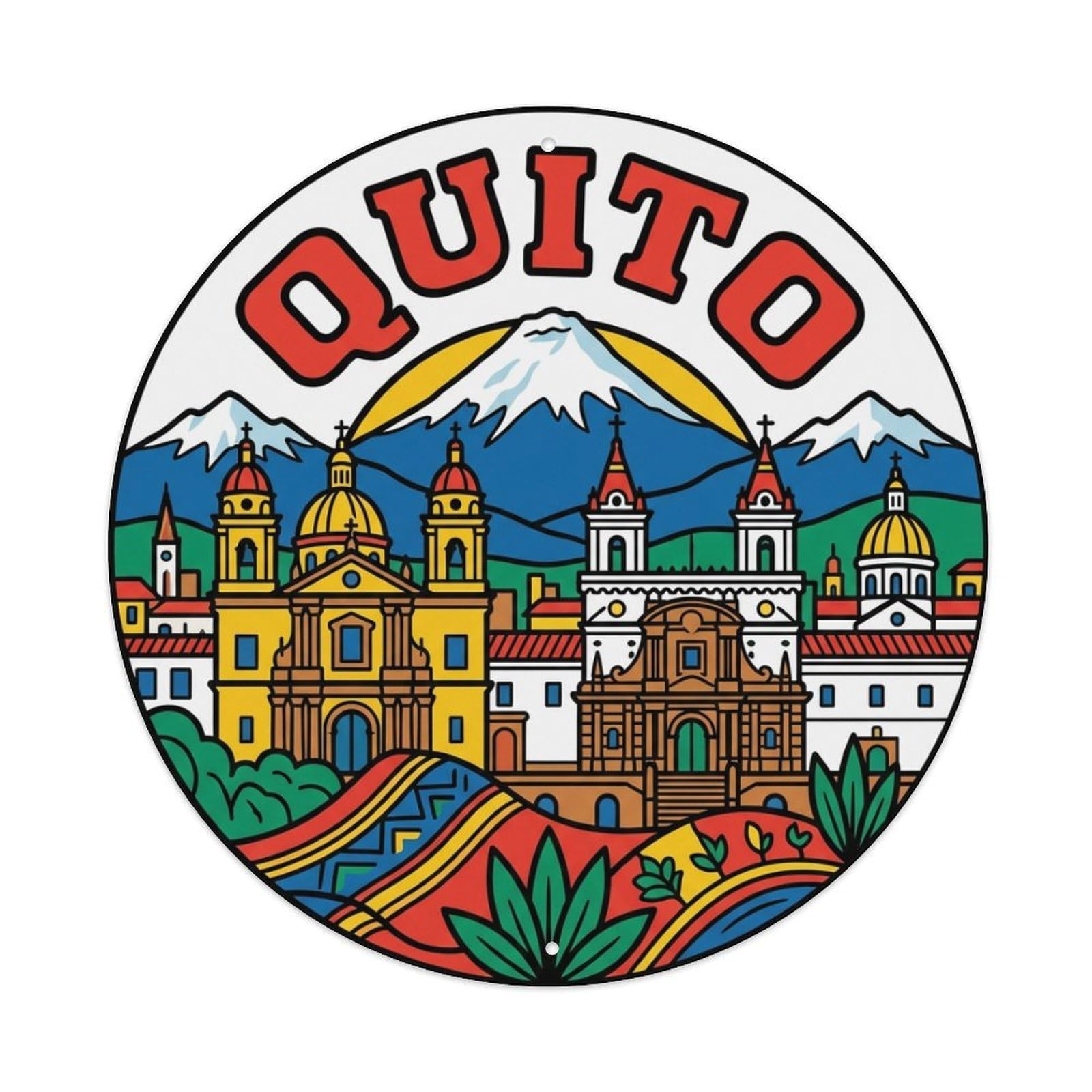 Vintage Travel Ecuador Quito Metal Tin Sign