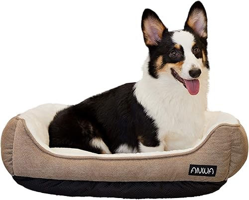 Vista 8 de ANWA - Cama para perro duradera, lavable a máquina, de tamaño mediano y cuadrada; cómoda cama para cachorros
