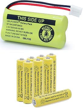 BT18433/BT28433 2.4V 500mAh Ni-Mh Cordless Phone Battery Combo with NiCd AAA 1.2V 600mAh Triple A Solar Batteries