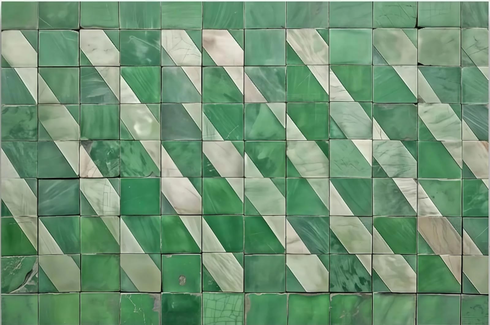 Tapeta nowoczesne proste zielone i białe kwadratowe łączenie reliefowe malarstwo skała telewizor sofa tło fototapeta ścienna salon restauracja kawiarnia, 3D, 250 x 175 cm