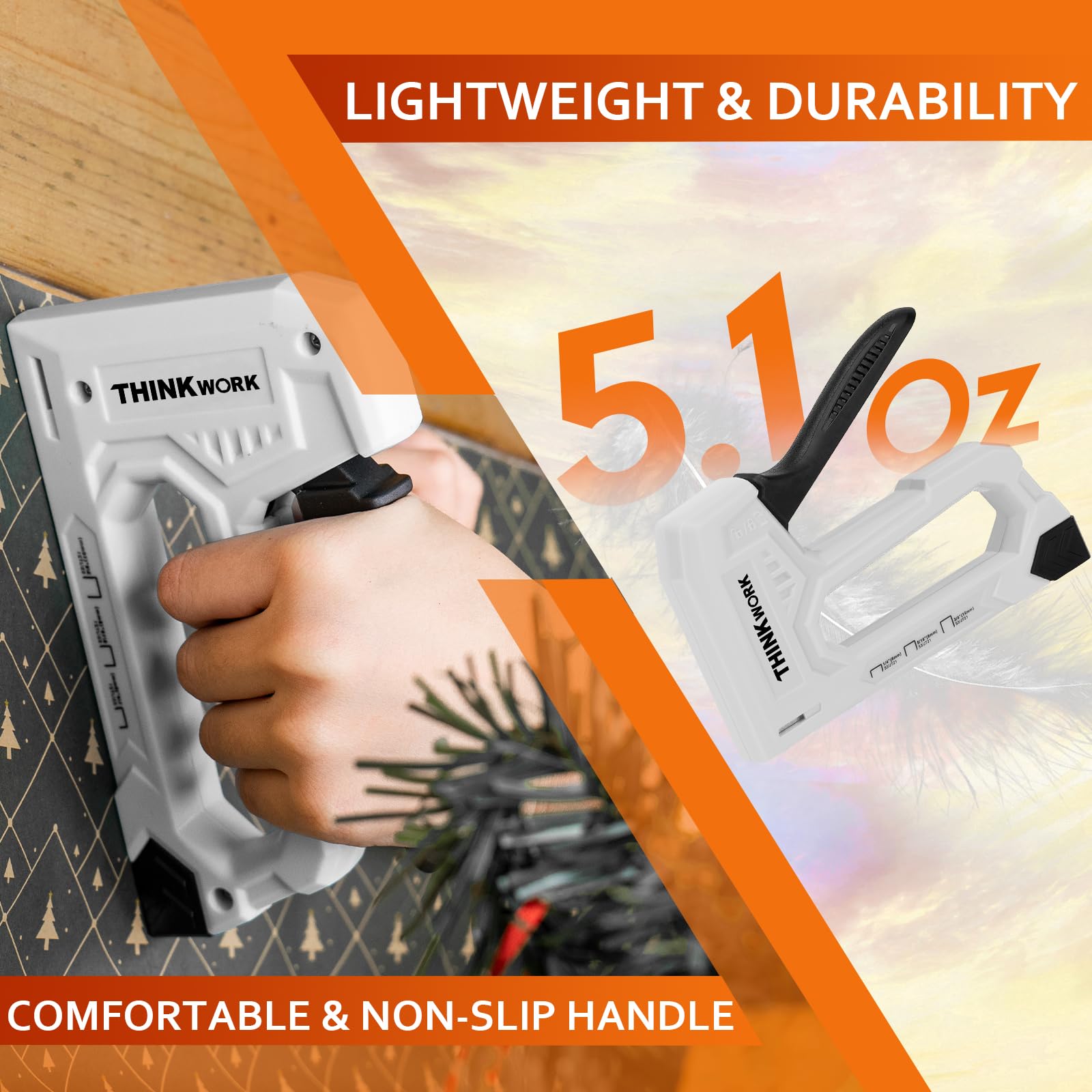 THINKWORK Light Duty Staple Gun, Upholstery Staple Gun for Wood with 1600pcs JT21 Staples 1/4", 5/16" - Image 3