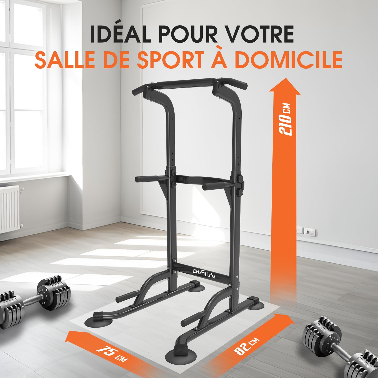 DH FitLife Power Tower Dip Station| Barre de traction autonome | Barre de dips pour le dos | Station de musculation Power Tower | Station de fitness | Rack de puissance pour salle de sport à domicile