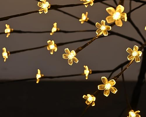 Miniatura 2 de Sakura - Luces de árbol bonsái de 6.5 pies, funciona con enchufe, 208 luces LED artificiales para dormitorio, decoración del hogar, habitación,