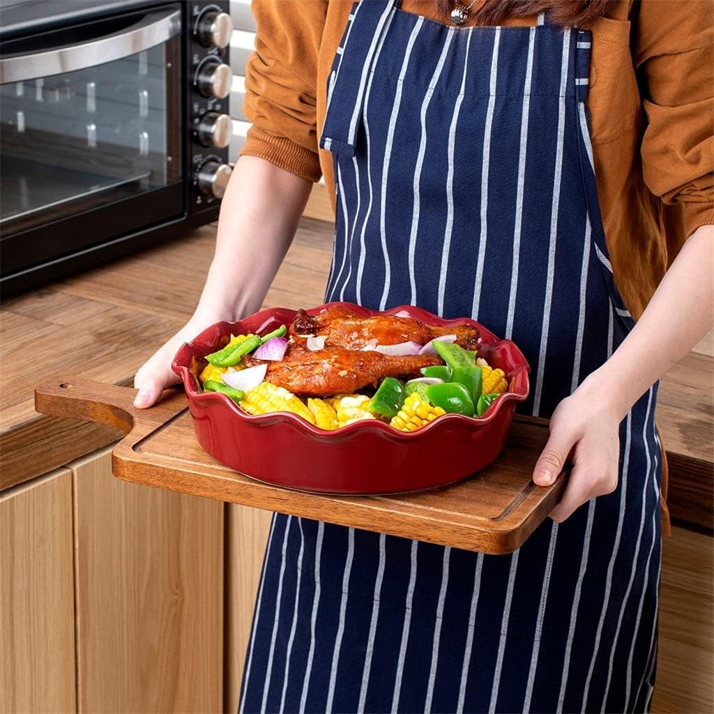 Glaze Pie Dish No- Stick Stoneware Quiche Pan Baking Dish Plate with Crinkle Rim 10. 5 Inches Round Tart Pie Tin