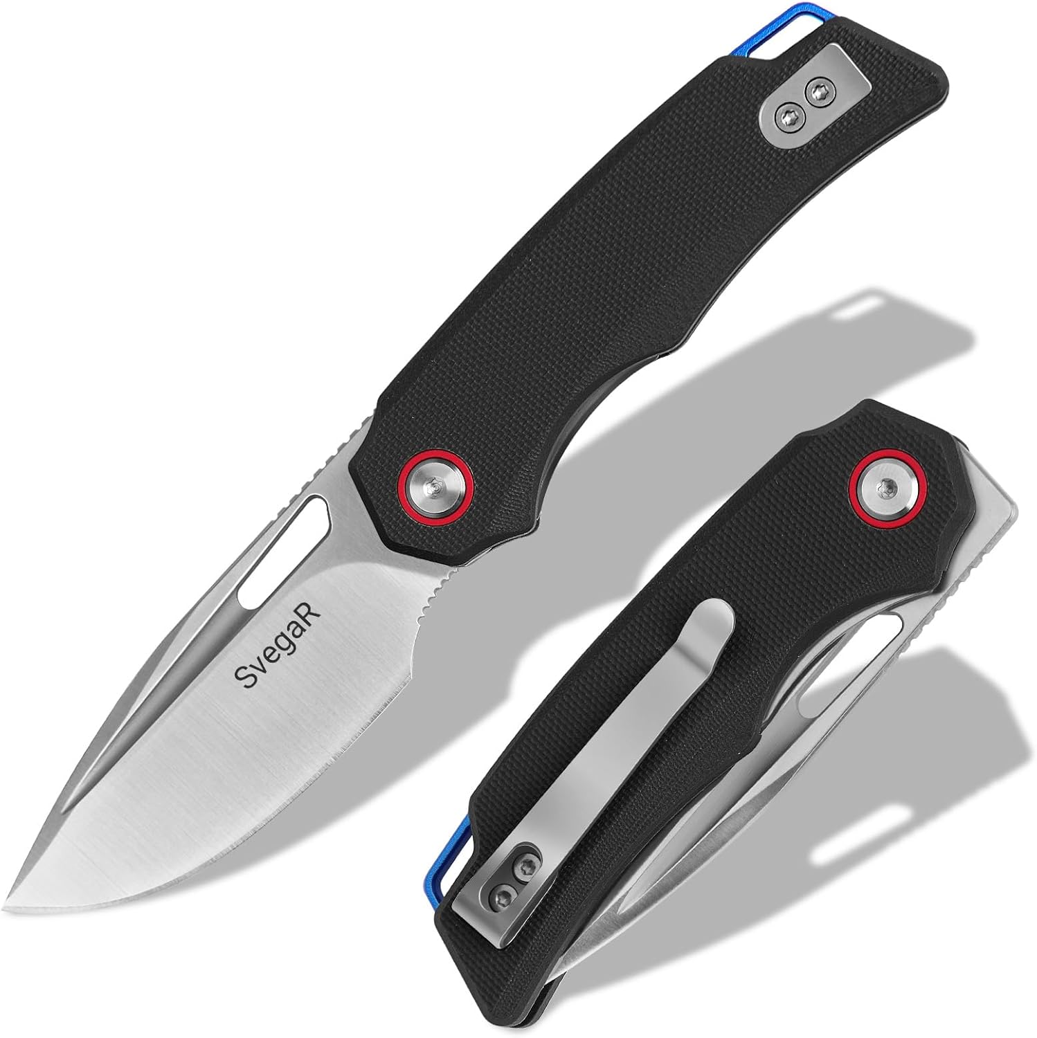 Small Pocket Knife for EDC, 2.72" D2 Steel Blade G10 Handle Folding Pocket Knife for Men Women (Black)