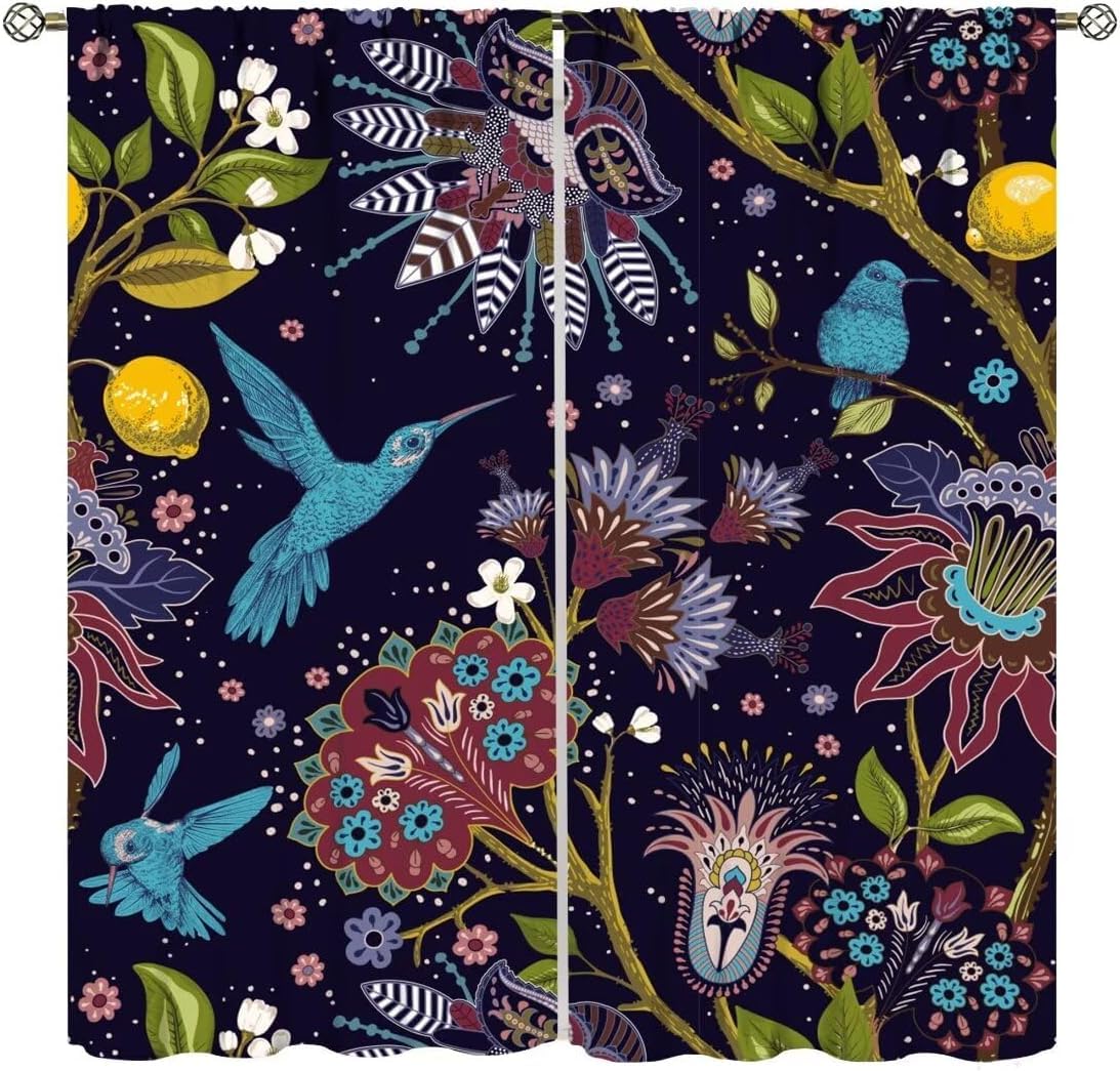 Vorhänge Schlafzimmer 3D Bunte Retro-Blumen 280X250 cm (B + H) Vorhang Gardinen Blickdicht Mit Ösen Thermovorhang Lichtdicht Für Wohnzimmer Schlafzimmer Kinderzimmer/Uv-Schutz-578685725