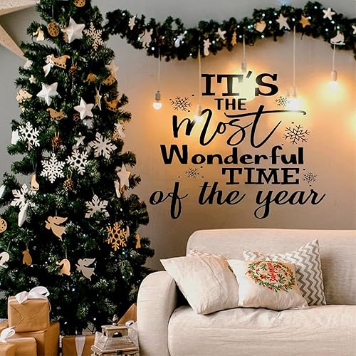 Calcomanías de vinilo con cita de Navidad, con texto en inglés "It's the most wonderful time of the year", calcomanías de pared para pared,