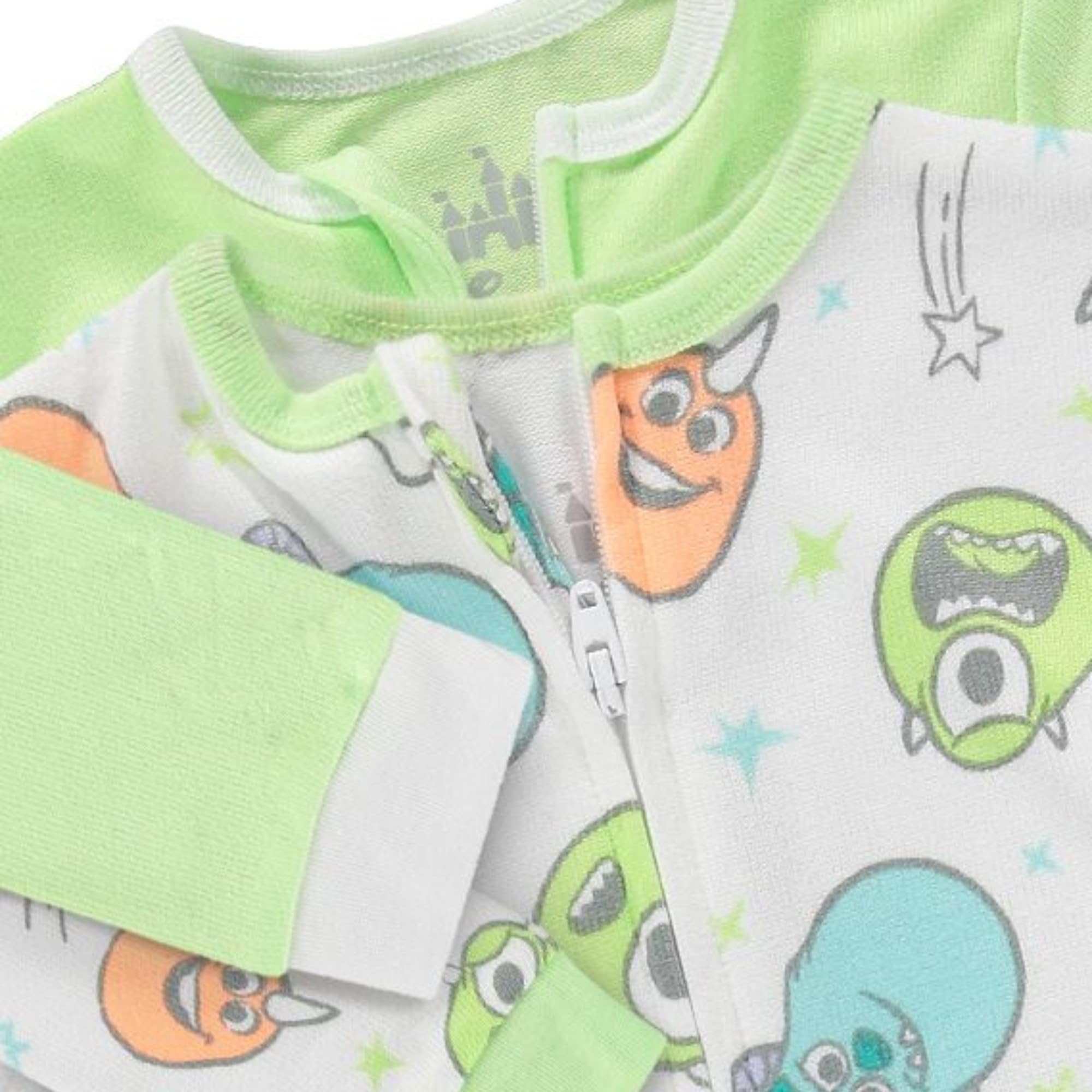 Disney - Pagliaccetti con chiusura per bambino, 2 cont, verde, manica lunga, Winnie The Pooh, Monsters Inc, Dumbo, Bambi, pigiama per bambine e neonati