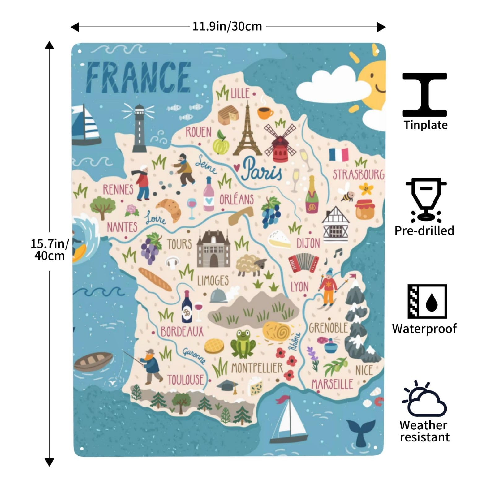 フランスアンティークブリキ製の壁掛けサイン/道路標識/インテリア71-115-4 フランスアンティークブリキ製の壁掛けサイン/道路標識