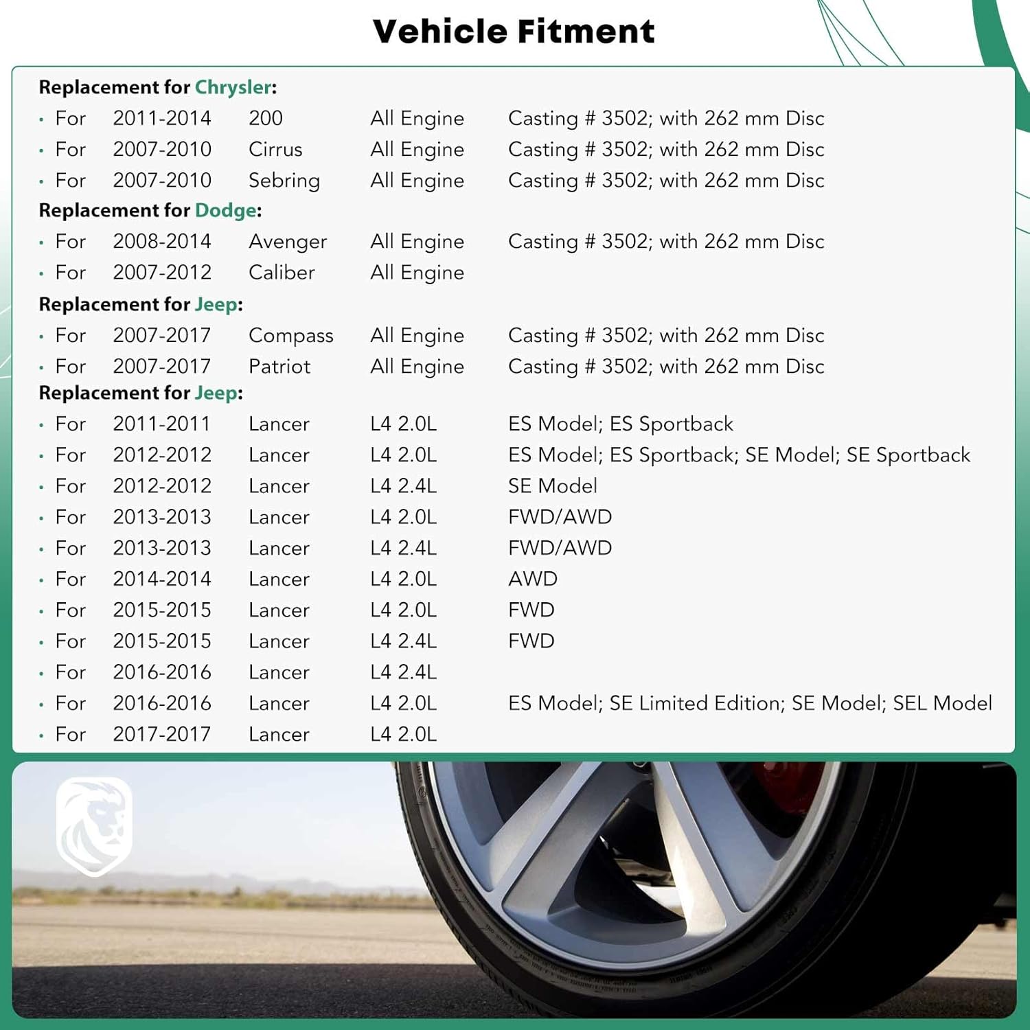 YHTAUTO Rear Disc Brake Calipers with Bracket Replacement for Patriot Compass 2007-2017, 200 2011-2014, Caliber, Avenger, Sebring, Lancer, Cirrus, Rear Driver Passenger Pair Caliper Assembly Set of 2