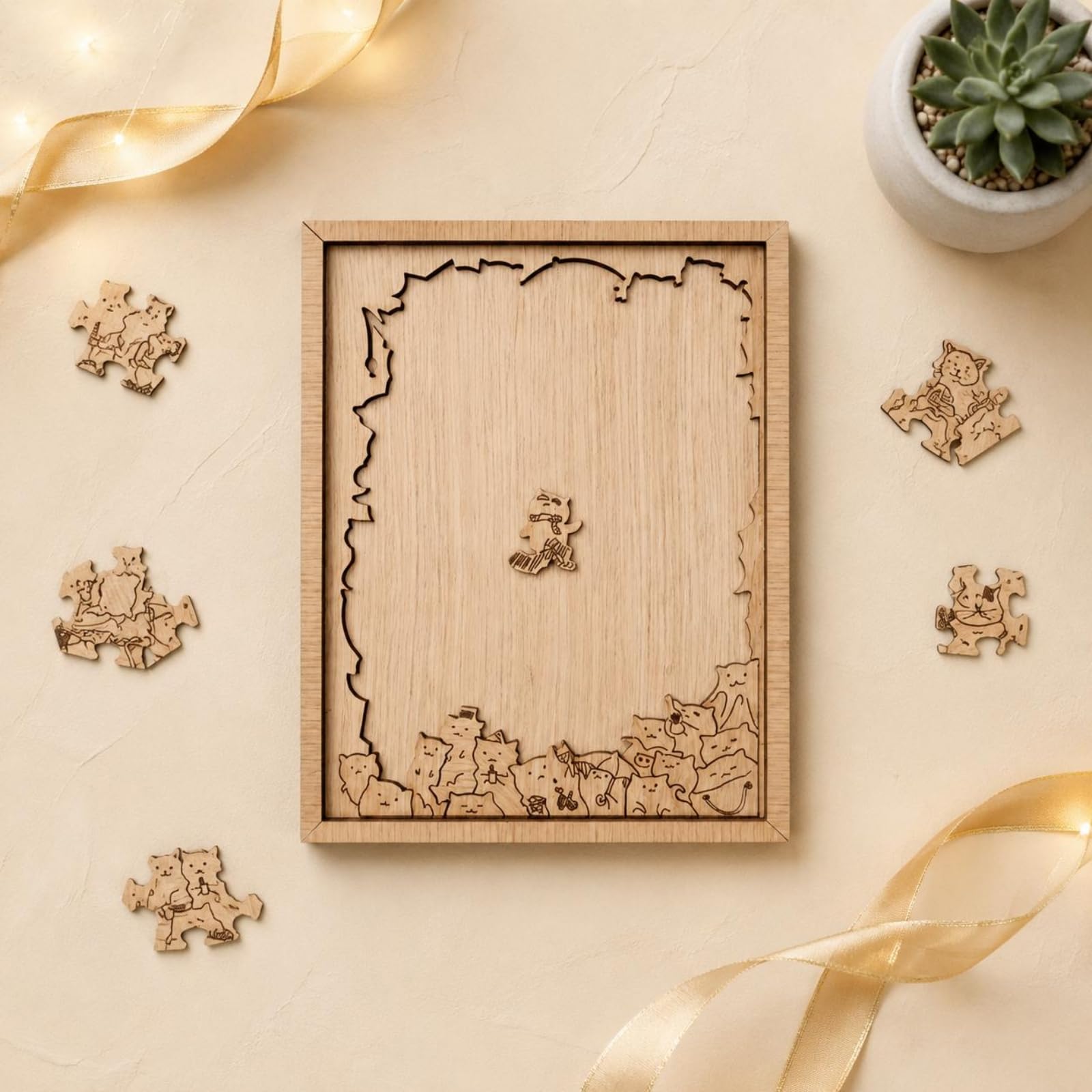 Milageto 100 Teilchen Katzenpuzzle aus Holz Geschenkidee Katzen-Holzpuzzle Klarer Druck Tier-Holzpuzzle aus Holz für Erwachsene