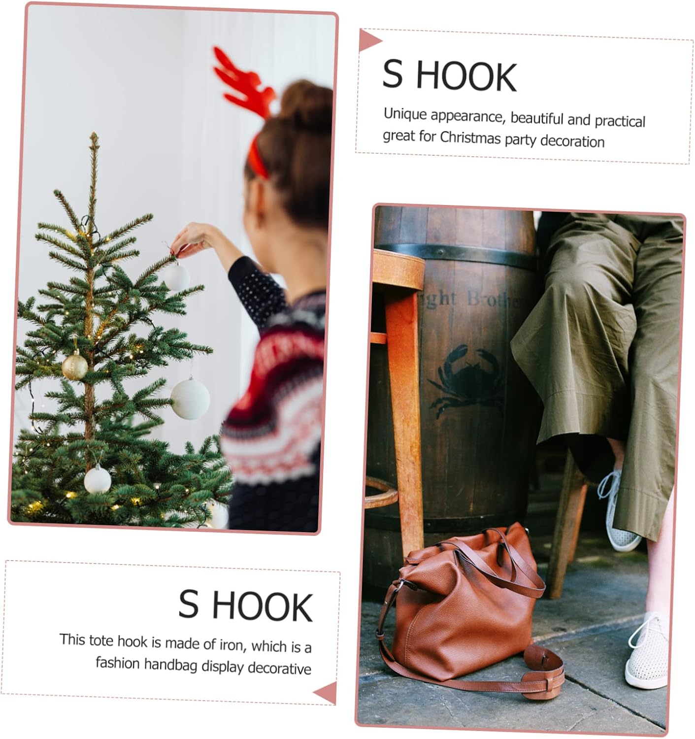 Unomor 6pcs Handbag Hangers for Holiday Decorations Clips for Christmas Stockings Convenient Desktop Holders Portable Backpack Hooks for Home Office Use