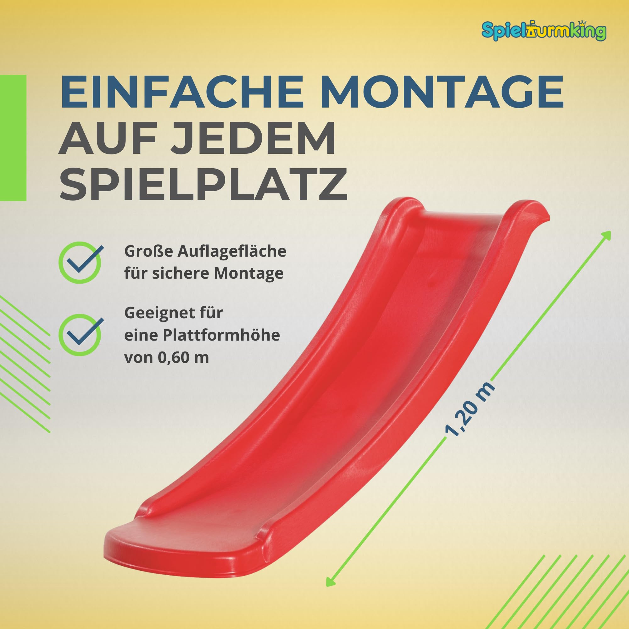 Kinder Rutsche Outdoor Garten Spielgeräte, Stabile Rutsche | für Kleinkinder, Alternative zu Indoor Spielgeräten, 1,20 Meter lang