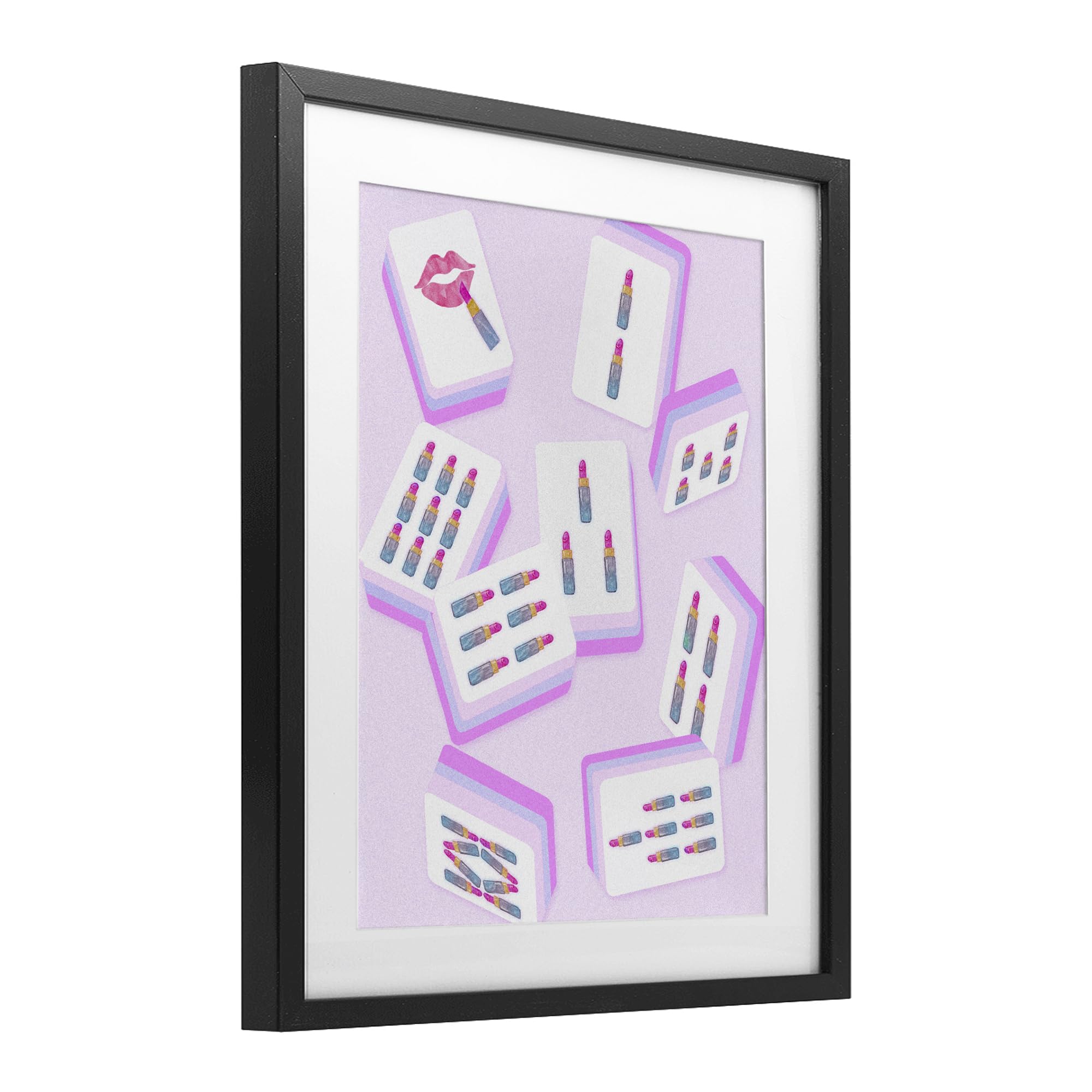 Glam Lipstick Mahjong Tiles, stampa con cornice sotto vetro, 43 x 53 cm