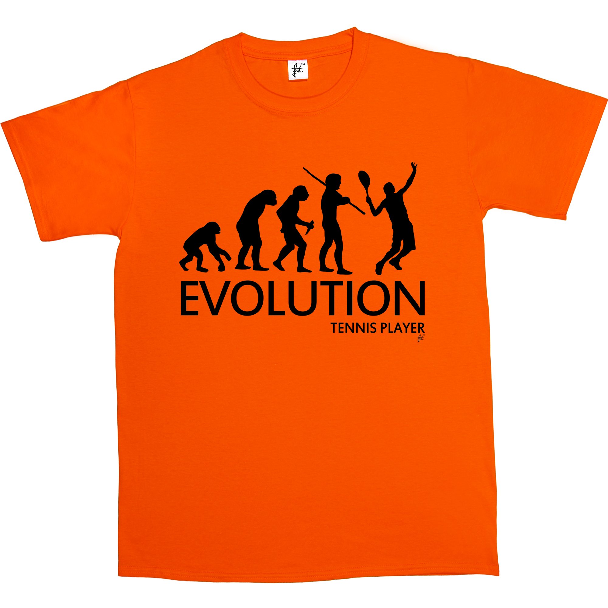 Fancy A Snuggle Men's Orange Evolution Of A Tennis Player Cotton Short Sleeve T-Shirt Size M