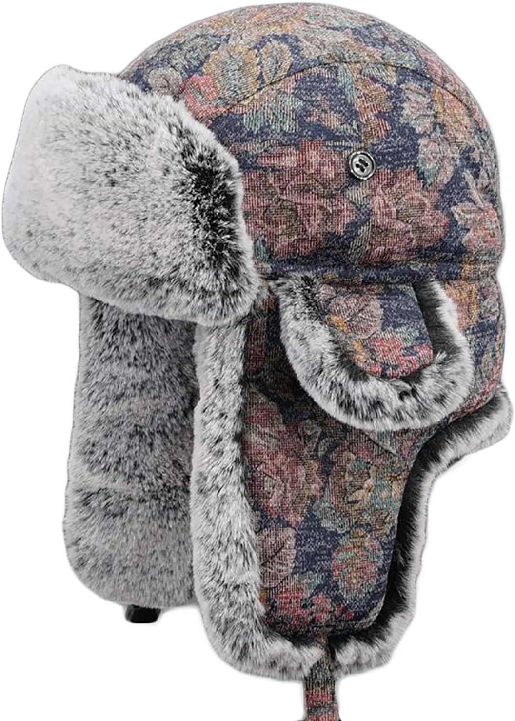 Gorros de invierno, Gorro Gorros de invierno Gorro con orejeras Gorros de piel sintética para esquiar, patinar y escalar(Blue-62cm)