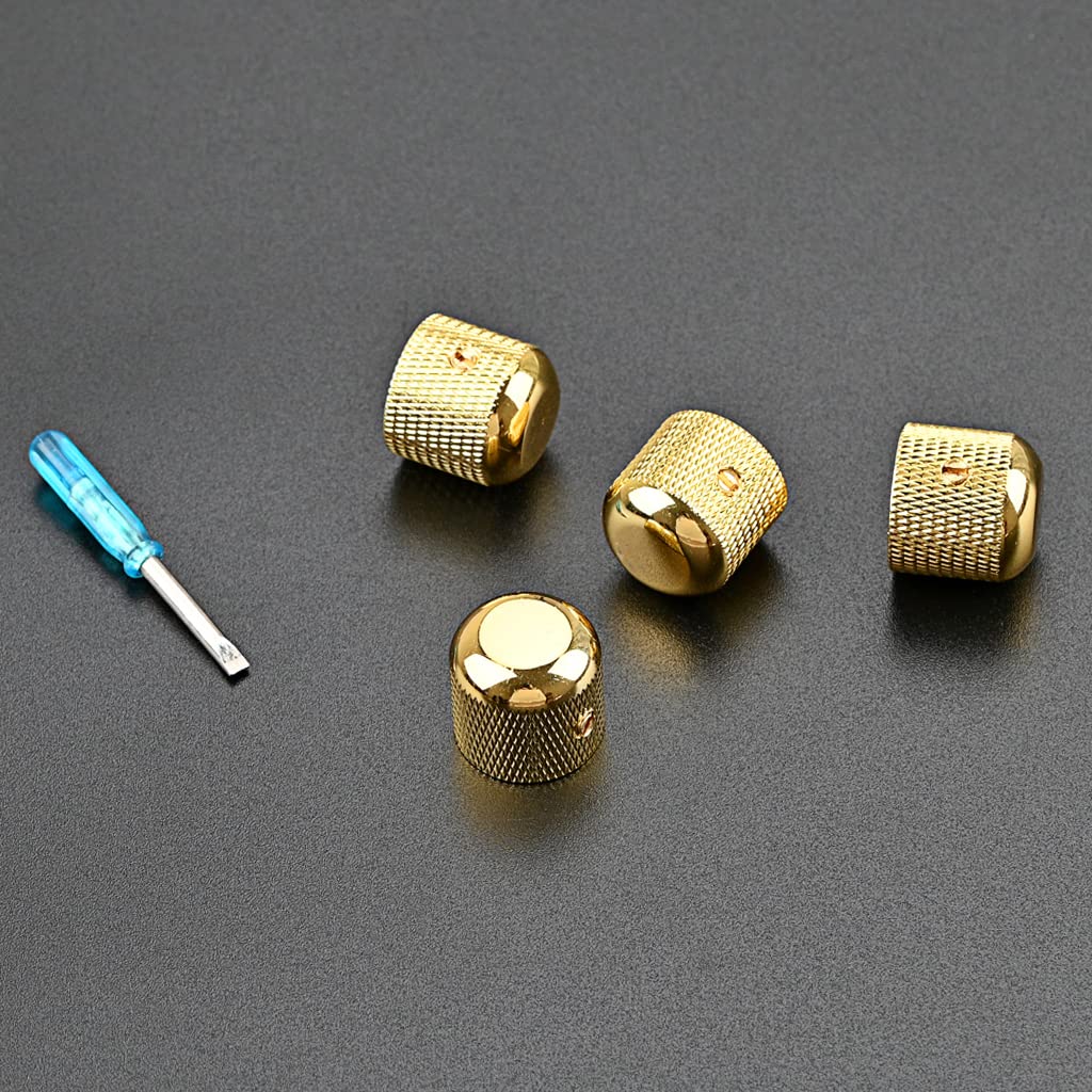 RuiJOTWAT 4pcs Professional Metal Guitar Tone Volume Knob Potentiometer Hat Cap Large Guitar Parts Push Knob with Hole Guitarra Accessories Gold - Image 3