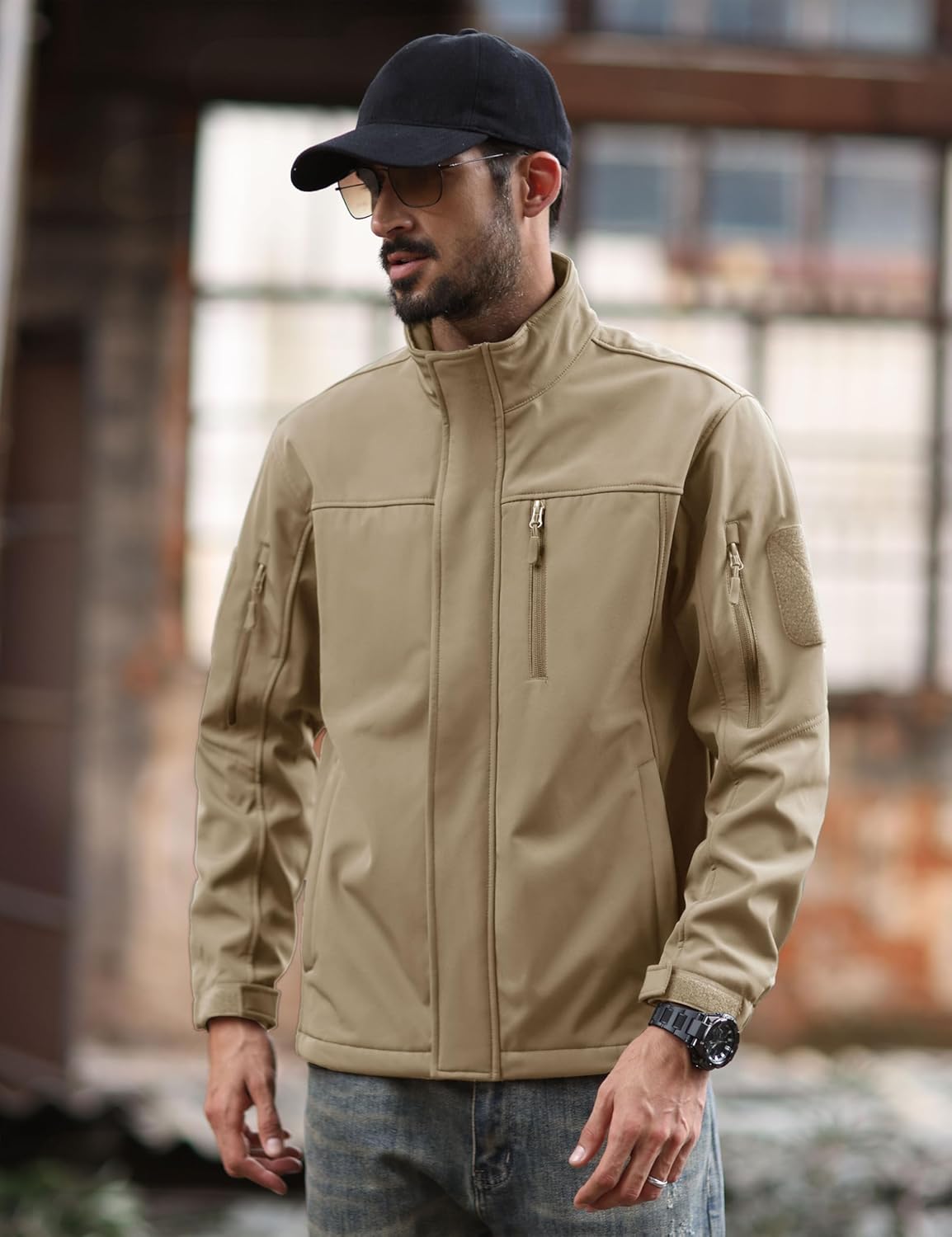 MAGCOMSEN Men's Tactical Jacket Water Resistant 6 Pockets Softshell Fleece Lining Hiking Winter Jacket Windbreaker Outwear - Image 3