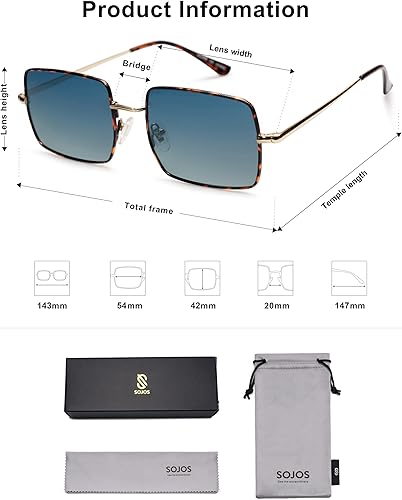 Miniatura 5 de SOJOS Polarized Sunglasses for Womens Mens,Rectangle Polygon Retro Vintage Shades Classic Vintage Shades SJ1168