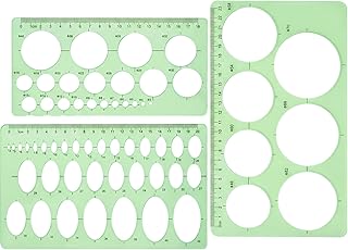 Hestya 3 Pieces Circle Template for Drawing 3 Sizes Circle Stencil Templates for Drafting Round Plastic Geometric Stencil for Office and School Building Formwork Drawings(Clear Green)