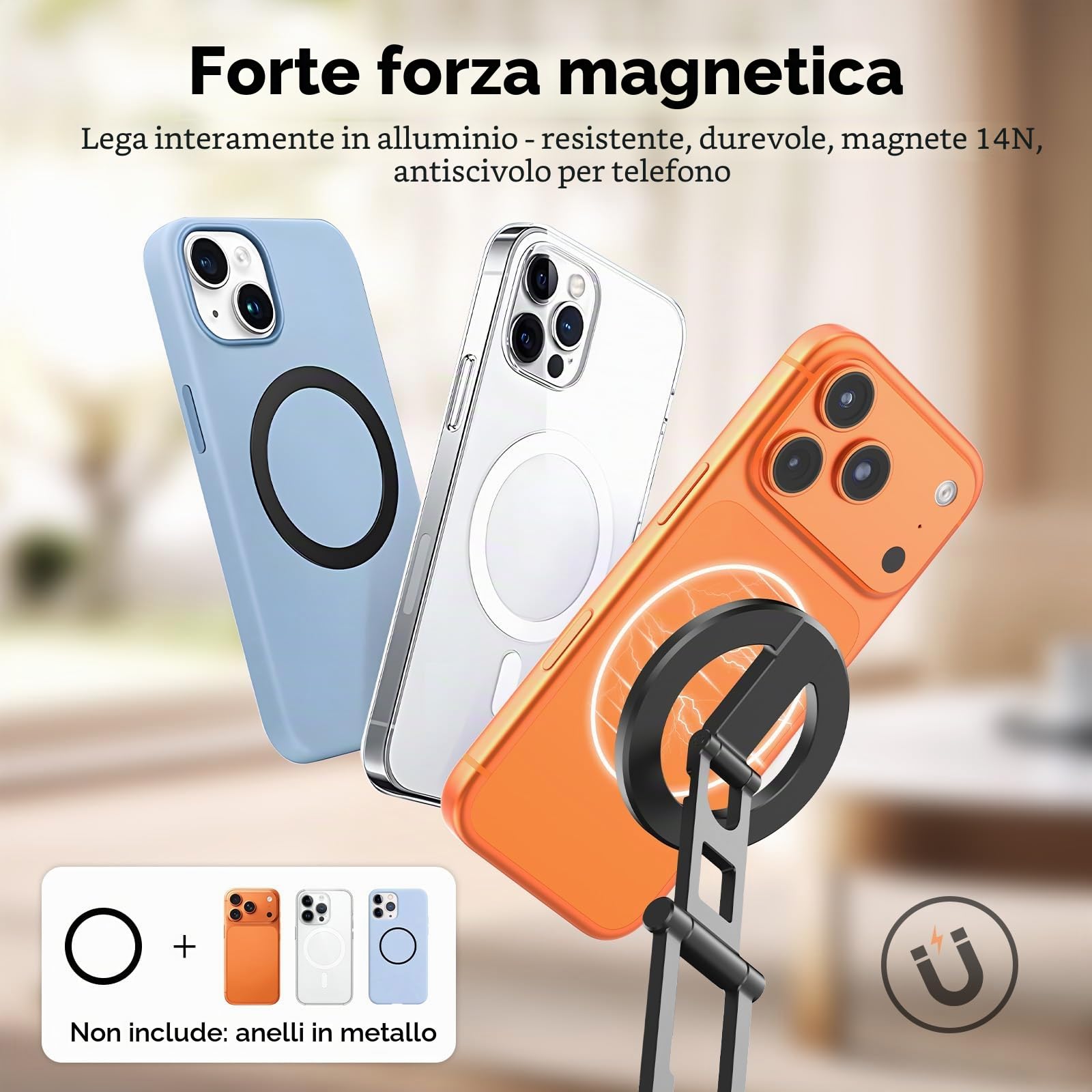 ULANZI Treppiede magnetico per cellulare, in alluminio, reversibile, pieghevole, compatibile con Uka e Arca, treppiede con 2 scarpe fredde, bastone per selfie per iPhone