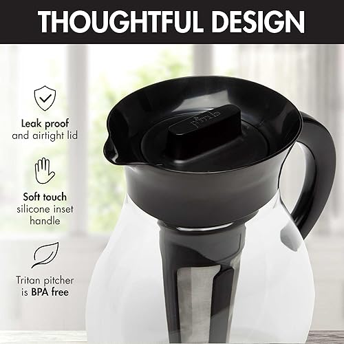 Miniatura 3 de Primula - Jarra grande para preparar té helado con infusor, jarra de plástico para bebidas con tapa hermética a prueba de fugas, filtro reutilizable