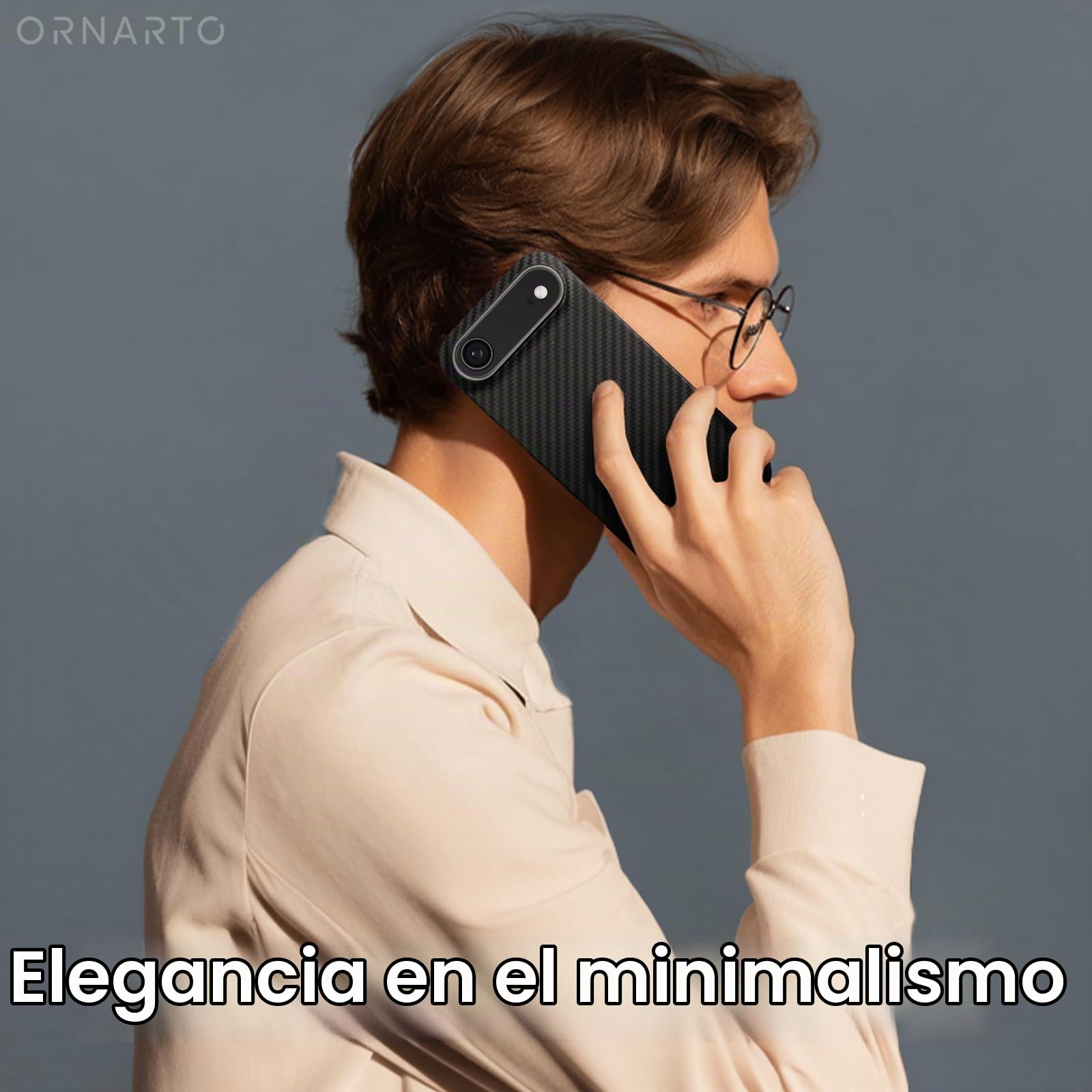 ORNARTO Funda Ultrafina para iPhone Air Magnética (6,5") – Carcasa de Fibra de Aramida, Compatible con MagSafe, Diseño Delgado y Ligero, Agarre 3D, Negro/Gris
