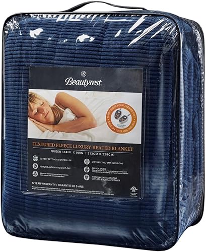 Miniatura 2 de Beautyrest Manta eléctrica de microforro polar ultrasuave con textura acanalada, acogedora y cómoda para clima frío, calentamiento rápido, apagado