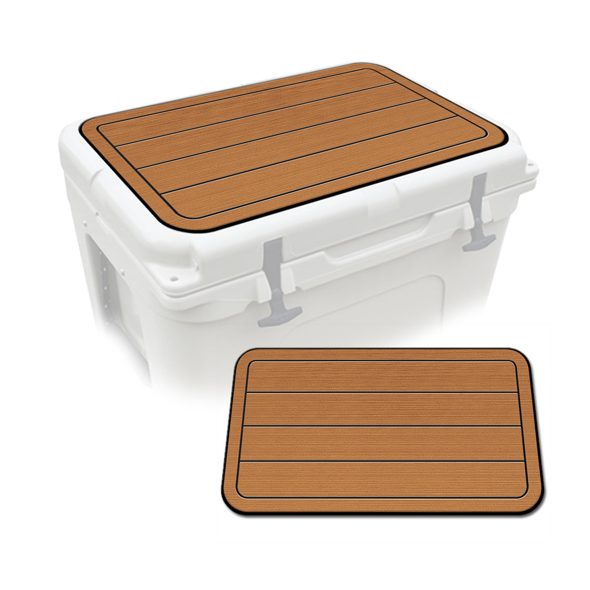 USATuff SeaDek EVA Mat Cooler Pad fits YETI | Peel & Stick Application | Non Slip Comfort Accessories - Teak Lines (Mocha-Black)