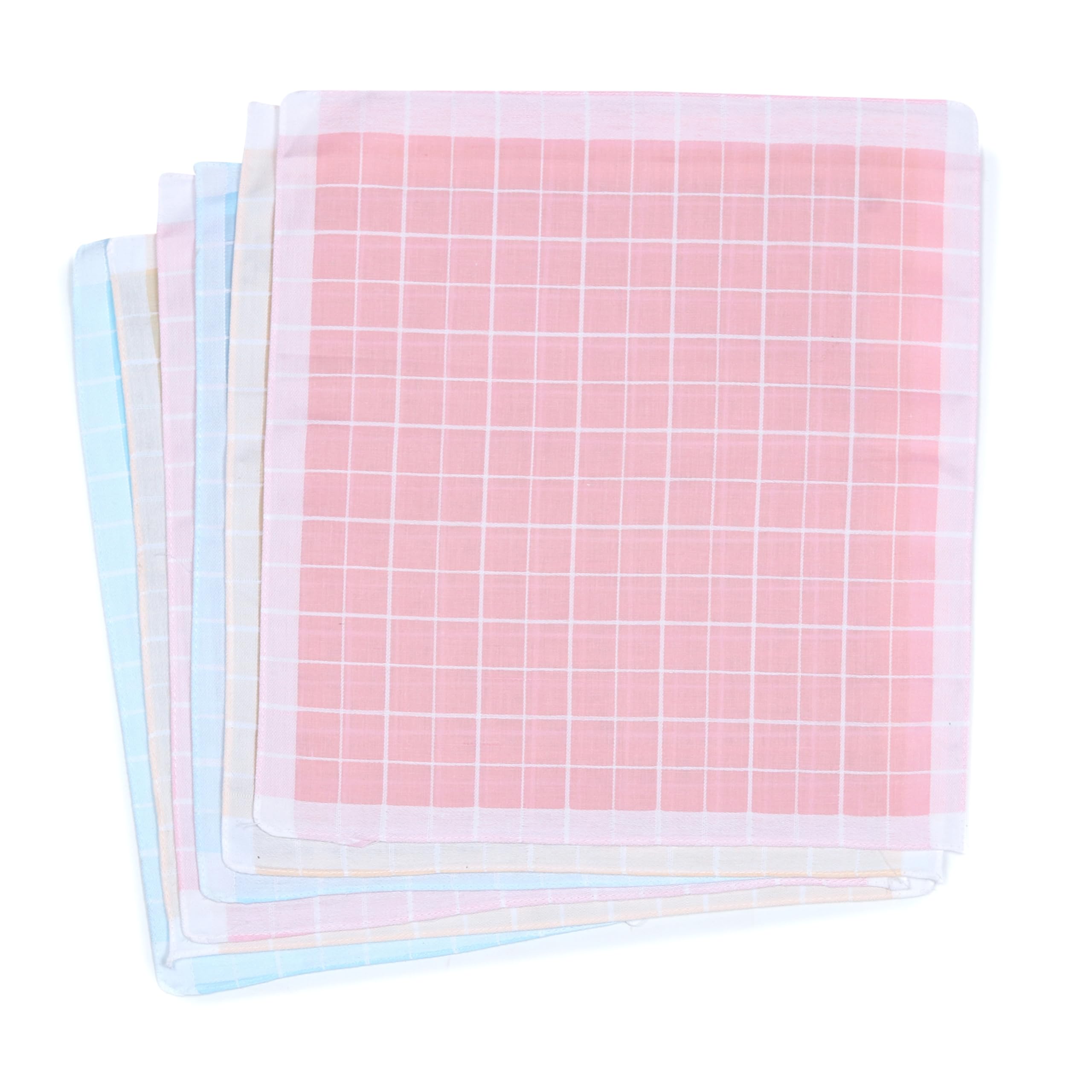 Cotton Handkerchiefs for Women & Kids Combo Pack of 6 | 29x 29 cm Soft Cotton Hanky Set | Reusable Pocket Handkerchief | Check Pattern Ladies Handkerchiefs for Daily Use-image-18
