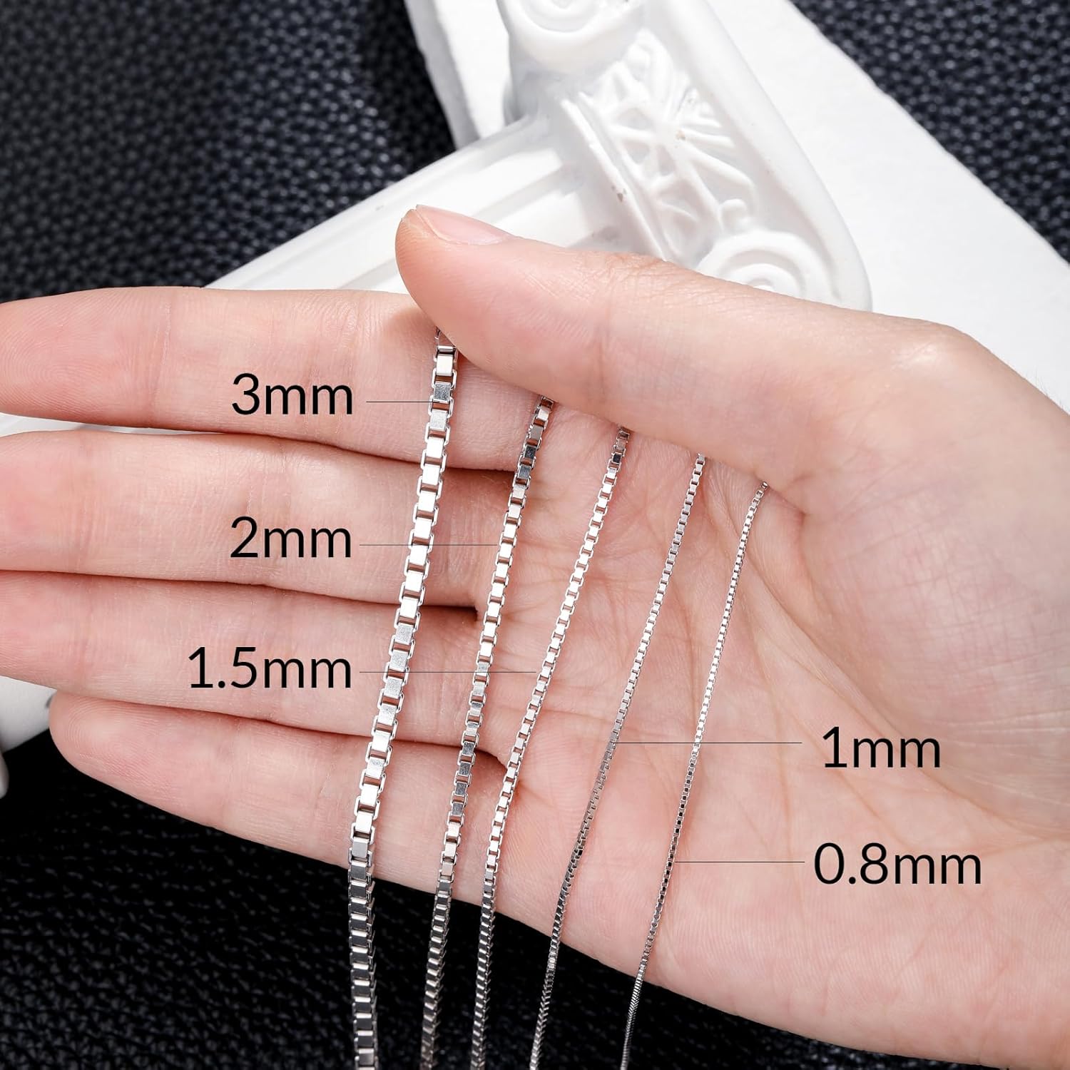 925 Sterling Silver Box Chain 0.8MM 1MM 1.5MM 2MM 3MM Italian Box Chain Necklace for Women Men 18, 20, 22, 24, 26 Inches - Image 5