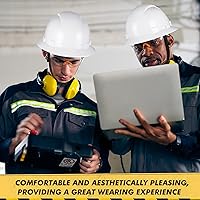 Vista 7 de 10 Pack Casco de ala completa, Casco de construcción blanco, Casco de seguridad HDPE con suspensión de trinquete ajustable de 6 puntos para hombres