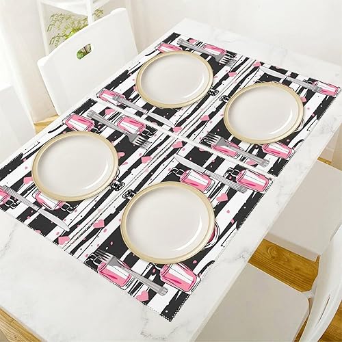 Miniatura 5 de Make Up Theme Pattern with Perfume Placemats Set of 6 Resistant Table Mats Washable Place Mats for Dinner Party Table Decoration